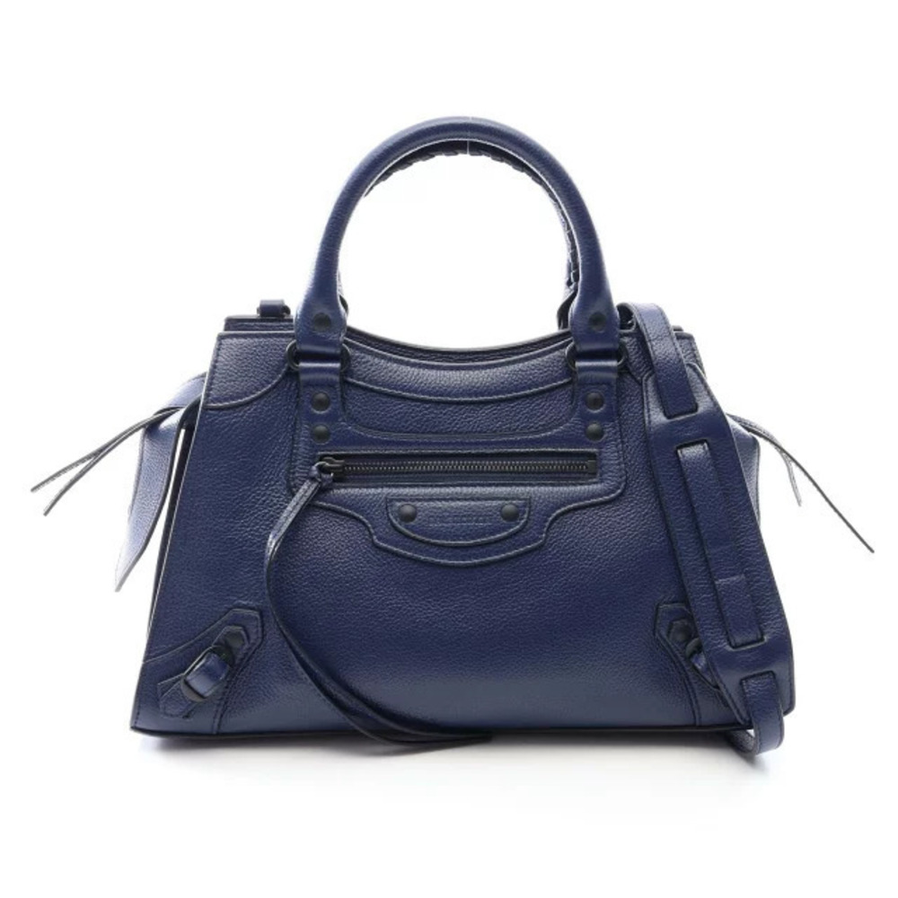 Balenciaga Neo City Handbag Leather Navy Blue